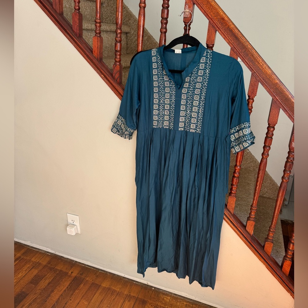 Blue sequin casual Indian dress NWOT
